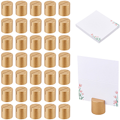 Goldenrod 40Pcs Wood Name Card Holder, Column, with 40Pcs Paper Table Place Cards, Goldenrod, 30x29mm