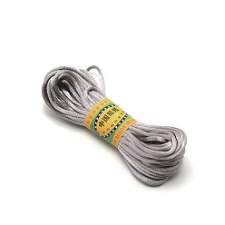 Gris Clair Cordon en satin de polyester à queue de rat, pour le nouage chinois, ronde, gris clair, 3mm, environ 10.94 yards (10m)/paquet
