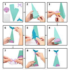 Colorful Creative Paper Box, with Ribbon Bowknot, Mermaid, Colorful, 6x6x19.5cm, 60pcs/set