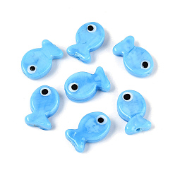 Светло-Голубой Бусины лэмпворк , рыба, Небесно-голубой, 20~21x13~14x4.5~6 мм, отверстие : 1.2~1.8 мм