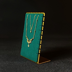 Зеленый Подставки для ожерелий из бархата и металла, l-образный, золотые, зелёные, 8.5x14 см