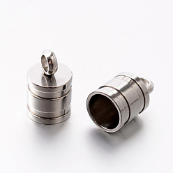 Нержавеющая Сталь Цвет Устойчивы к потускнению 201 наконечники шнура из нержавеющей стали, Торцевые крышки, цвет нержавеющей стали, 9.5x6 мм, отверстие : 2 мм, 5 мм внутренним диаметром