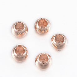 Rose Gold Ion Plating(IP) 304 Stainless Steel Beads, Round, Rose Gold, 4x3mm, Hole: 2mm