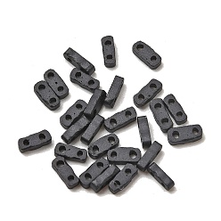 Черный 2 Отверстие для выпечки краски стеклянные бусины, прямоугольные, чёрные, 5x2x1.5 мм, отверстие : 0.7 мм