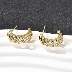 Настоящее золото 18K Серьги-гвоздики из латунного микро-паве, стойки покрытие, долговечный, без кадмия и без свинца, реальный 18 k позолоченный, 21.5x7.5 мм