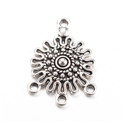 Antique Silver Tibetan Style Alloy Chandelier Components Links, Flat Round, Cadmium Free & Lead Free, Antique Silver, 26.5x19x3.5mm, Hole: 1.5~2mm, about 610pcs/1000g.