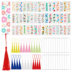 (52) Непрозрачная лаванда Наборы для самостоятельного изготовления пластиковых закладок со смешанным узором, с пластиковыми наклейками, акриловая закладка, Полиэстерная кисточка, разноцветные, 120x30 мм