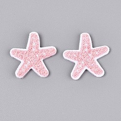 Pink Аппликации в виде морских звезд, компьютеризированная вышивка тканью утюжок на / шить на заплатках, аксессуары для костюма, розовые, 25x24x1.5 мм