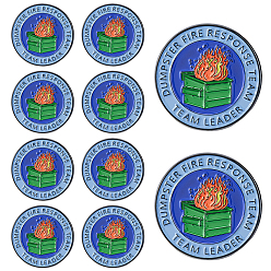 Colorful 10Pcs Dumpster Fire Response Team Leader Alloy Lapel Pin Backs for Backpack Clothes, Colorful, 30.5mm