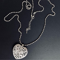 Серебро Винтажные подвески в виде полого сердца из сплава для женщин, модные украшения, подарок., серебряные, 23.62 дюйм (60 см)