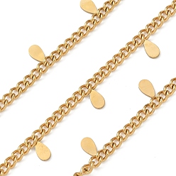 Золотой 304 из нержавеющей стали обуздать цепи, ионное покрытие (ip), несварные, с катушкой, со слезами на глазах, золотые, 8.5x4x1.5 мм