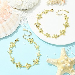 Золотой 2шт. 304 Браслеты-цепочки из нержавеющей стали для женщин, морская звезда и черепаха, золотые, 7.36~7.56 дюйм (18.7~19.2 см)