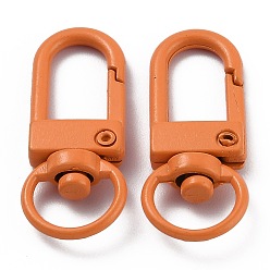 Оранжевый Цинковый сплав, краска для выпечки, шарнирные карабины, застежки, оранжевые, 33.5x13.5x5.5 мм, отверстие : 9 мм