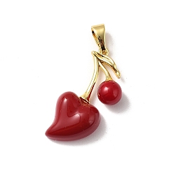 Золотой Подвески латуни cmолы, черри прелести, золотые, 30.5x15.5x7 мм, отверстие : 4x7 мм