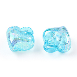 Темно-Голубой Прозрачные акриловые подвески треск, AB цвет, сердце, глубокое синее небо, 15.5x15x10 мм, отверстие : 3.5 мм, Около 23400 шт / 25000 г