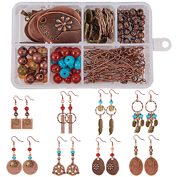 Mixed Color DIY Earring Making, with Brass Blank Stamping Tag Pendants and Metal Tags, CCB Plastic Bead Spacers, Brass Eye Pin and Brass Earring Hooks, Mixed Color, 11x7x3cm