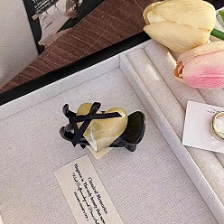 Лимонный шифон Коготь заколки, аксессуары для волос для женщин и девочек, сердце, лимонный шифон, 50 мм