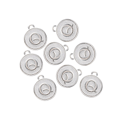 Letter Q Alloy Pendant Cabochon Settings, For Enamel, Cadmium Free & Lead Free, Flat Round with Letter, Platinum, Letter.Q, 14x12x2mm, Hole: 1.5mm