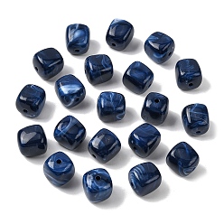 Прусский Синий Непрозрачные акриловые бусины, имитация драгоценных камней, кубические, два тона, берлинская лазурь, 17x15.5x15.5 мм, отверстие : 3 мм, 143 шт / 500 г