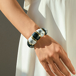 Черный Браслеты из акриловых бусин для женщин, чёрные, внутренний диаметр: 3-1/8 дюйм (7.8 см)