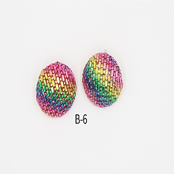 Разноцветный Полукруглые серьги-гвоздики из сплава со стразами, со стеклом, платина, красочный, 40x40 мм