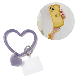Medium Purple Silicone Heart Loop Phone Lanyard, Wrist Lanyard Strap with Plastic & Alloy Keychain Holder, Medium Purple, 18.2cm