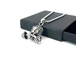 Нержавеющая Сталь Цвет Подвеска в виде льва из титановой стали в виде гантели, мужское панк-винтажное украшение