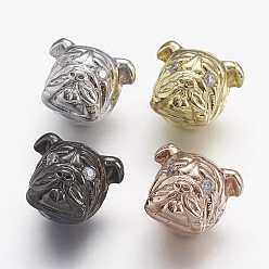 (52) Непрозрачная лаванда Латунные бусины из циркония, голова бульдога, разноцветные, 11.5x13.5x11 мм, отверстие : 1.5 мм