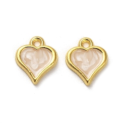 Золотой Очарование сплава эмали, шарма сердца, золотые, 12.5x10.5x2 мм, отверстие : 1.5 мм