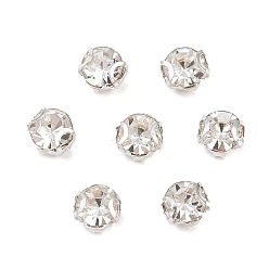 Серебро Плоские круглые пришивные бусины-монти со стразами, с 201 зубцами из нержавеющей стали, аксессуары для одежды, серебряные, 4x3.5 мм, отверстие : 0.9 мм