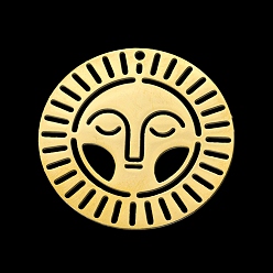 Золотой 201 подвески из нержавеющей стали, лазерная резка, солнце, золотые, 30x30x1 мм, отверстие : 1.5 мм