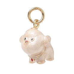 Chien Pendentifs en émail , or, charmes de chien, 16.5x13x14.5mm, Trou: 4mm