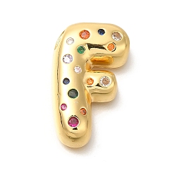 Letter F Латуни циркония кубической подвески, без кадмия, без никеля и без свинца, подвески с буквой az~z, реальный 18 k позолоченный, Буква F, 30x22x7 мм, отверстие : 5x2.5 мм