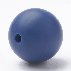 Marine Blue Food Grade Eco-Friendly Silicone Beads, Round, Marine Blue, 12mm, Hole: 2mm