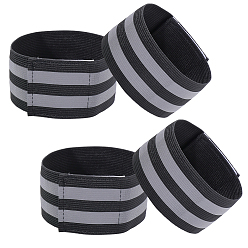 Черный 4шт. полиэстеровые светоотражающие браслеты, для мероприятий по обеспечению безопасности мероприятий, чёрные, 355x50x3.5 мм