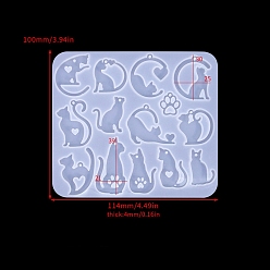 Cat Shape Серьги подвески своими руками пищевая силиконовая форма, формы для литья смолы, для уф-смолы, изготовление изделий из эпоксидной смолы, белые, форма кошки, 100x114x4 мм