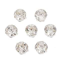 Серебро Плоские круглые пришивные бусины-монти со стразами, с 201 зубцами из нержавеющей стали, аксессуары для одежды, серебряные, 7x5.5 мм, отверстие : 1.4 мм, 720 шт / пакет