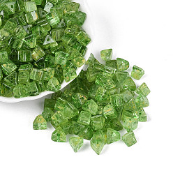 Зеленый лайм Прозрачные стеклянные бусины пикассо, треугольные, зеленый лайм, 7.5x7.5~8.5x6~6.5 мм, отверстие : 1.4~1.6 мм, Около 775 шт / фунт