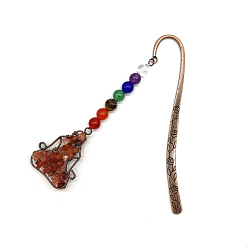 Красный Агат Натуральный сердолик и смешанные драгоценные камни человеческие подвески закладки, Закладки из сплава на тему чакра-йоги для книголюба, 120 мм