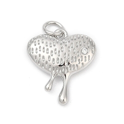 Платина Кулон из циркония, сердце прелести, долговечный, без свинца и без кадмия, стойки покрытие, с целью перехода в кольце, платина, 17x15x4 мм, отверстие : 3.4 мм
