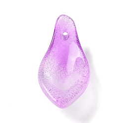 Medium Orchid Glass Pendants, Roselle Leaf Charm, Medium Orchid, 22.5x11x7mm, Hole: 1mm