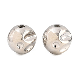 Platinum Brass Beads, Irregular Round, Rack Plating, Long-Lasting Plated, Lead Free & Cadmium Free, Platinum, 13x12.5x13mm, Hole: 3mm