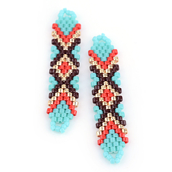 Оранжево-Красный Миюки и тохо японский бисер, Ссылки ручной работы, Ткацкий станок, оранжево-красный, 41~41.5x9x2 мм, отверстие : 1 мм