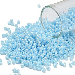 (124) Opaque Luster Pale Blue Тохо 8/0 круглые бусины, японский бисер, (124) непрозрачный блеск бледно-голубой, 3 мм, отверстие : 1 мм, Около 222 шт / 10 г