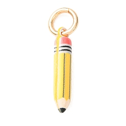 Yellow 304 Stainless Steel Pendants, Pencil Charms, Real 18K Gold Plated, Yellow, 16.5x3.5mm, Hole: 3.5mm