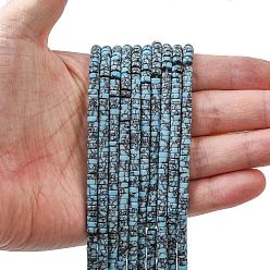 Светло-Голубой Окрашенные синтетические бирюзовые бусы нити, Плоский круглый / диск, матовые, Heishi бусы, Небесно-голубой, 4x2~2.5 мм, отверстие : 0.8~0.9 мм, около 161~164 шт / нитка, 14.96''~15.12'' (38~38.4 см)