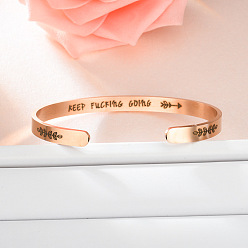 Розовое Золото Вдохновляющие браслеты-манжеты из нержавеющей стали для мужчин и женщин, слово, розовое золото , внутренний диаметр: 2-3/8 дюйм (6 см)