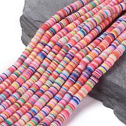 Mixed Color Flat Round Eco-Friendly Handmade Polymer Clay Beads, Disc Heishi Beads for Hawaiian Earring Bracelet Necklace Jewelry Making, Mixed Color, 8x0.5~1mm, Hole: 2mm, about 380~400pcs/strand, 17.7 inch