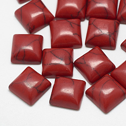 Красный Синтетических бирюзовый кабошон, квадратный, окрашенные, красные, 6x6x3 мм