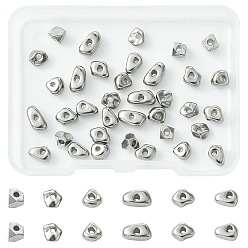 Нержавеющая Сталь Цвет 36 шт 6 стили 304 бусины из нержавеющей стали, самородки, цвет нержавеющей стали, 5.5~8.5x3.5~6x2~4 мм, отверстие : 1.2~1.5 мм, 6 шт / стиль